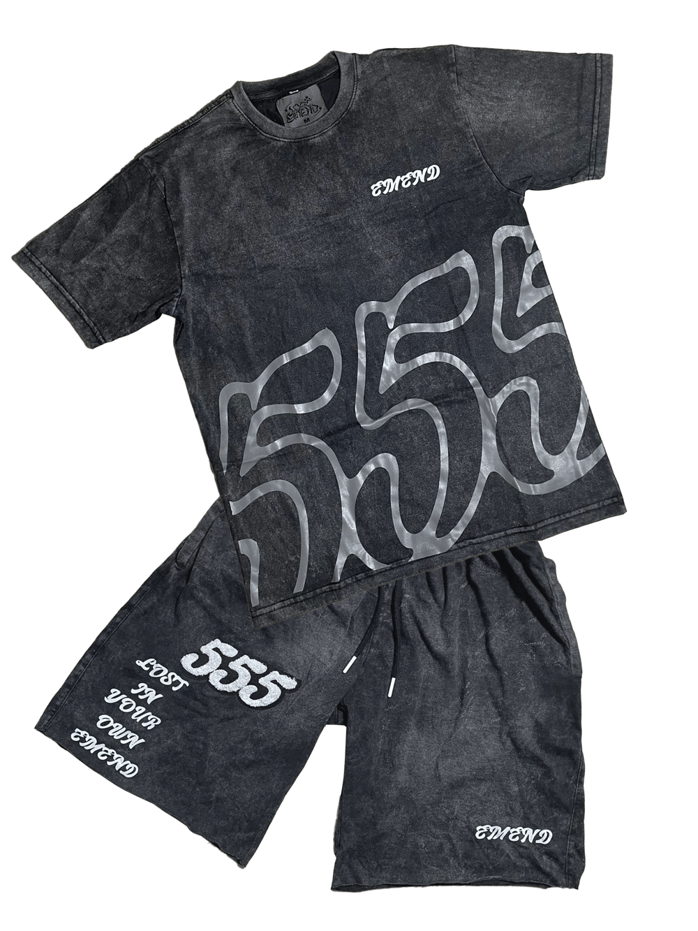 (BUNDLE) WASHED 555 EMEND T-SHIRT+SHORTS
