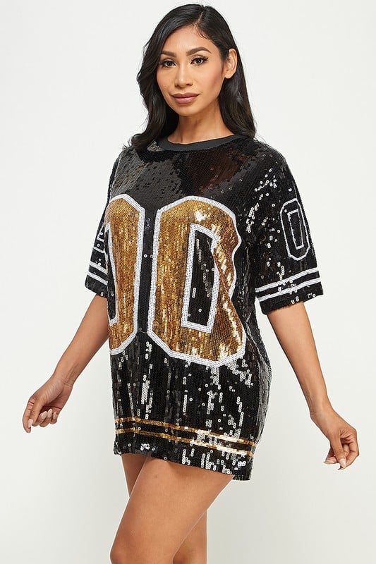 Black and gold jersey dress 2025
