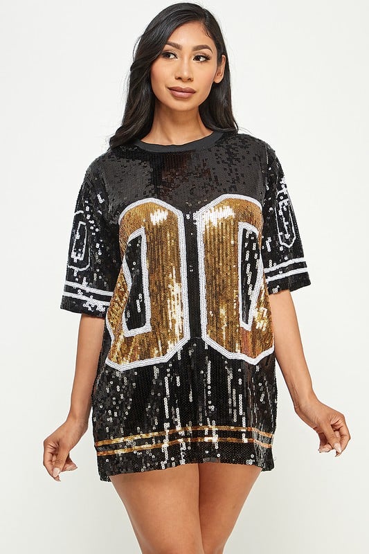 Sequin Jersey Dress