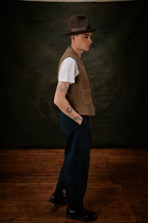 Image of RICHMAL WAISTCOAT - Harris tweed Camel wool 