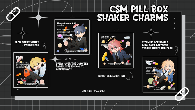 Image of Chainsaw Man Pill Box Shaker Charms