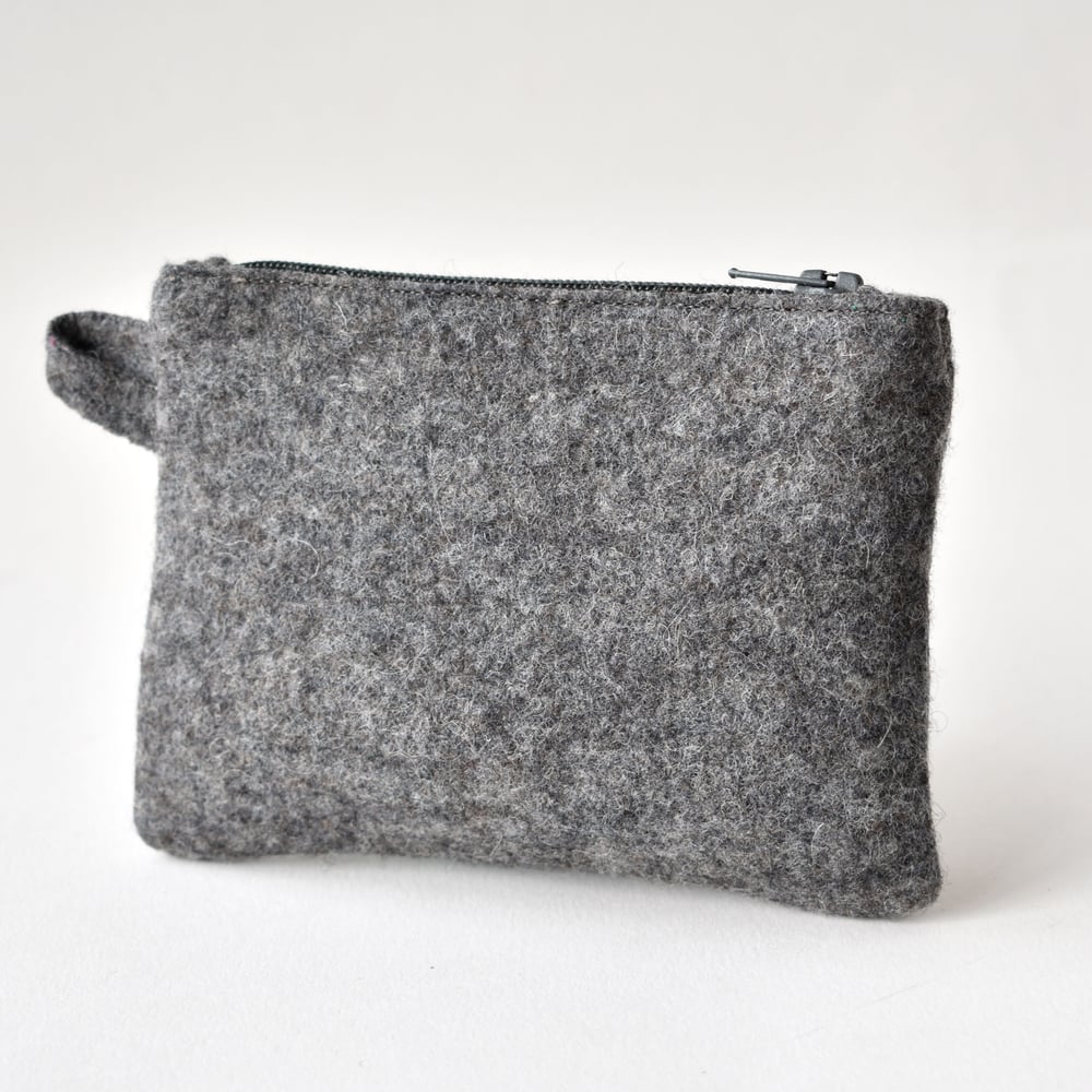 Image of Small felt purse with crochet lichens 