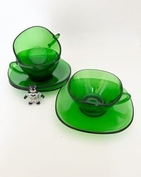 Green Verico Square Cups and Saucers