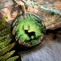 Image 2 of Stag in Enchanted Floral Forest Pendant