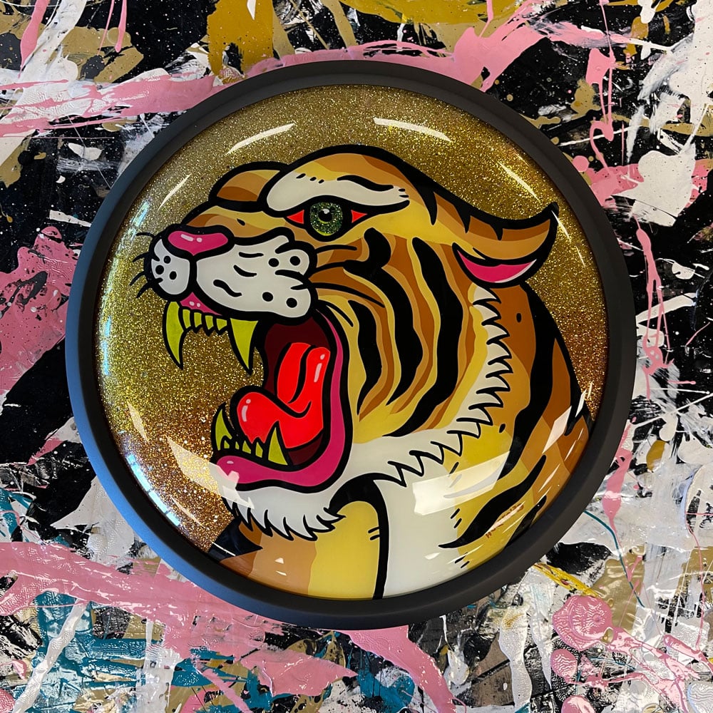 Tiger- Bubble glass painting