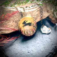 Image 3 of Leaping Hare Autumn Moon Resin Pendant