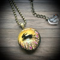 Image 1 of Leaping Hare Autumn Moon Resin Pendant
