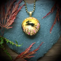 Image 2 of Leaping Hare Autumn Moon Resin Pendant
