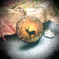 Image 2 of Stag in Autumn Forest Resin Pendant