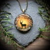 Stag in Autumn Forest Resin Pendant