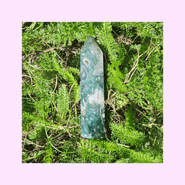 Image of Moss Agate Tower 3.3" (63g)