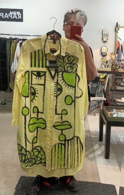 Image of pale yellow shirt, handpainted