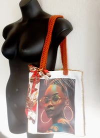 Image 3 of My Melanin is Invincible, Crochet Shoulder tote bag, Afrocentric fashion