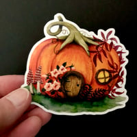 Image 1 of pumpkin fairy house vinyl sticker