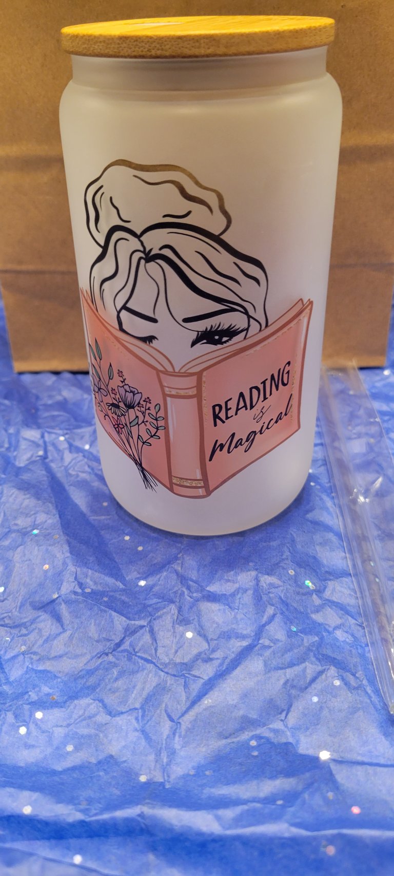 Frosted Bamboo Glass Can