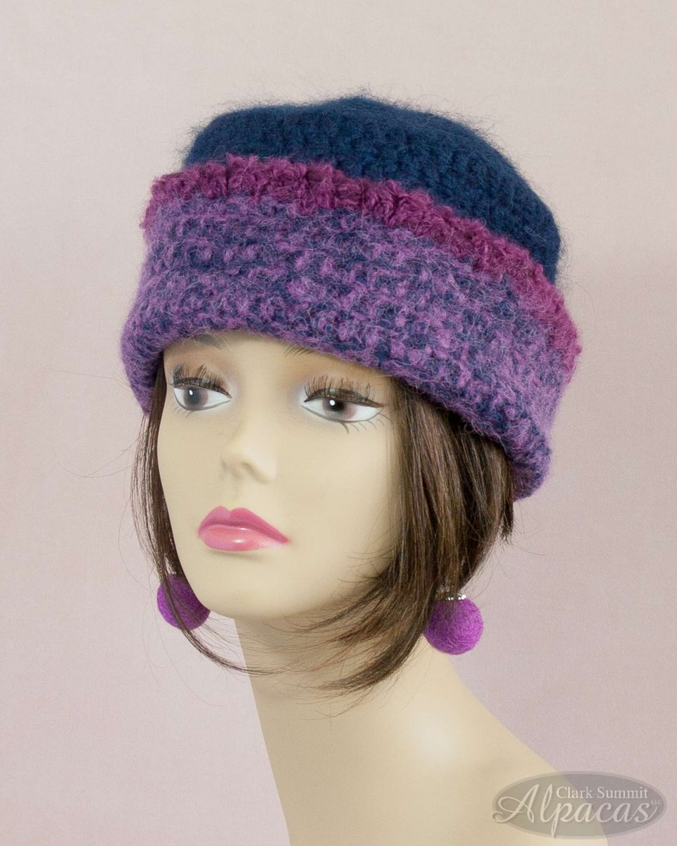 Alpaca Hats in Black Wide Brim Wool Blend Crocheted and Semi