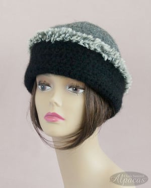 Alpaca Hats in Black - Wide Brim - Wool Blend - Crocheted and Semi Felted for Warmth and Comfort