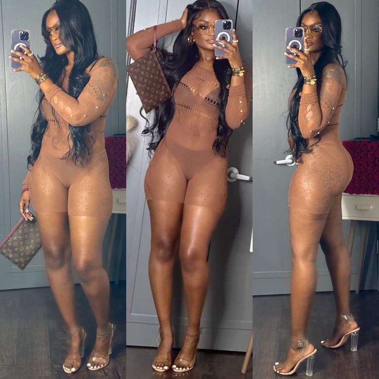 Image of Nude Mesh Jumpsuit 