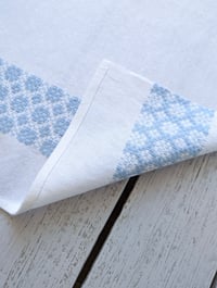 Image 2 of Handwoven Organic Cotton Linen Tea Towel Coastal #3