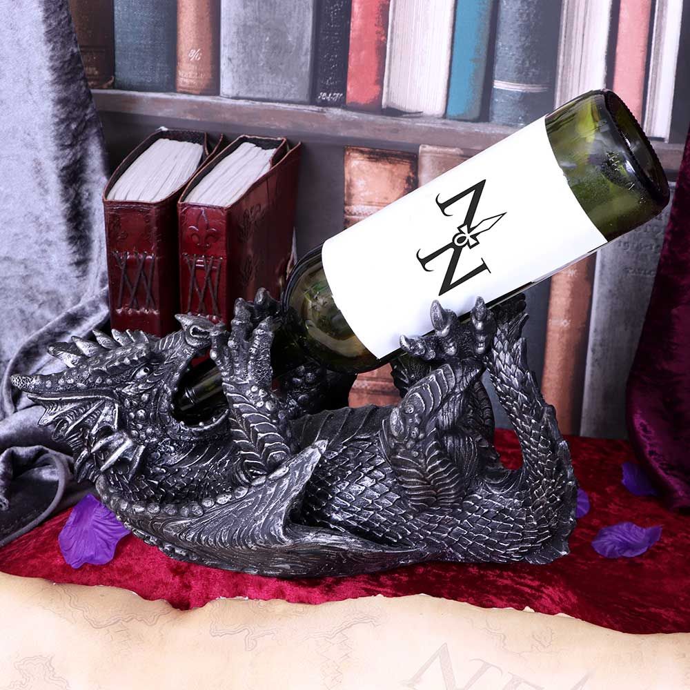 Image of Metallic Silver Dragon Guzzler Wine Bottle Holder