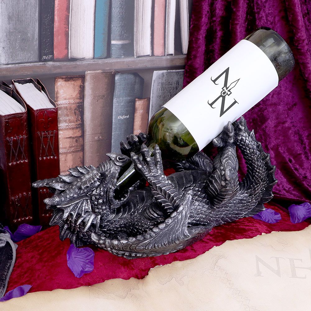 Image of Metallic Silver Dragon Guzzler Wine Bottle Holder