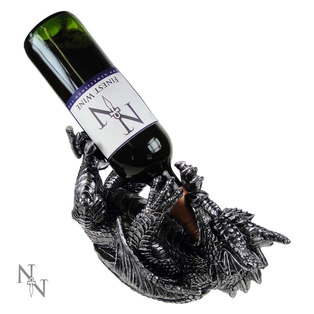 Image of Metallic Silver Dragon Guzzler Wine Bottle Holder