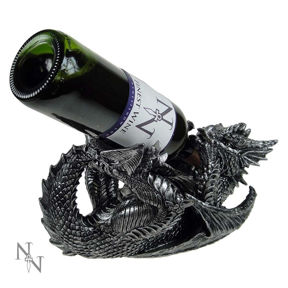 Image of Metallic Silver Dragon Guzzler Wine Bottle Holder