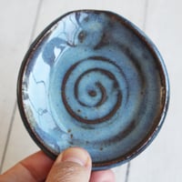 Image 3 of Rustic Small Swirly Blue Spoon Rest, Handcrafted Pottery Made in USA