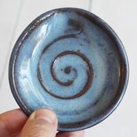 Image 5 of Rustic Small Swirly Blue Spoon Rest, Handcrafted Pottery Made in USA