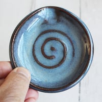 Image 4 of Rustic Small Swirly Blue Spoon Rest, Handcrafted Pottery Made in USA