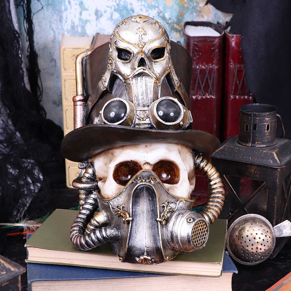 Image of Steampunk Breathe Easy Venetian Mask Skull Ornament