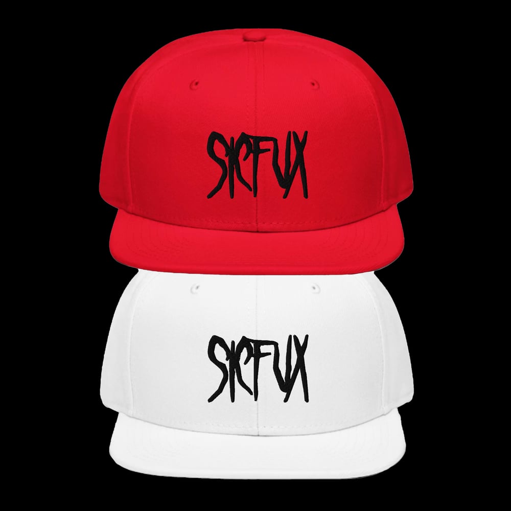 Image of Sicfux 3D Puff Black Death on White or Red Snapback