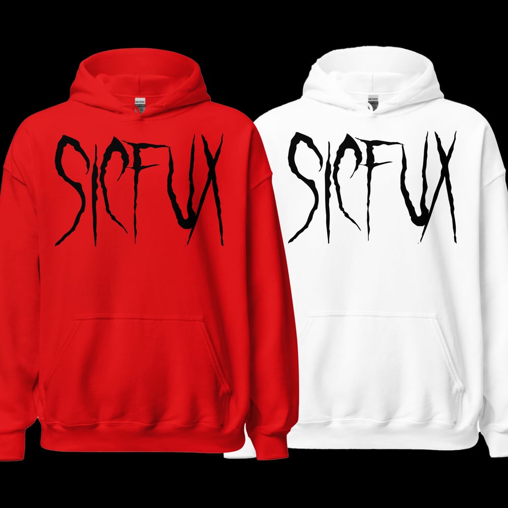 Image of Sicfux Death Black on White or Red Hoodie