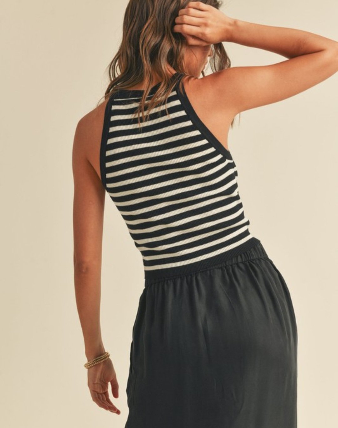 Image of Melanie striped high neck top