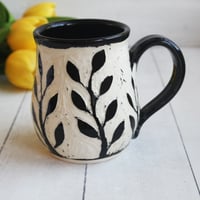 Image 2 of Sgraffito Garden Mug, Hand Carved Botanical Design Specialty Art Mug, Made in USA