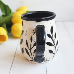 Image of Sgraffito Garden Mug, Hand Carved Botanical Design Specialty Art Mug, Made in USA