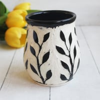 Image 3 of Sgraffito Garden Mug, Hand Carved Botanical Design Specialty Art Mug, Made in USA