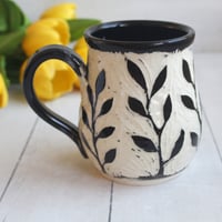 Image 1 of Sgraffito Garden Mug, Hand Carved Botanical Design Specialty Art Mug, Made in USA