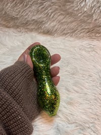 Image 3 of 420 Green Freezable Glitter Glass Pipe  