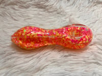 Image 2 of  Pink And Yellow Freezable Glitter Glass Pipe   Color Changing Pipe