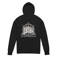 Image 1 of ABSU - NEVER BLOW OUT THE EASTERN CANDLE (VINTAGE WHITE & GREY PRINT) - HOODED LONG SLEEVE T-SHIRT