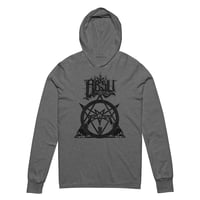 Image 1 of ABSU - NEVER BLOW OUT THE EASTERN CANDLE - HOODED LONG SLEEVE T-SHIRT - GREY