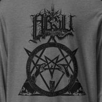 Image 2 of ABSU - NEVER BLOW OUT THE EASTERN CANDLE - HOODED LONG SLEEVE T-SHIRT - GREY