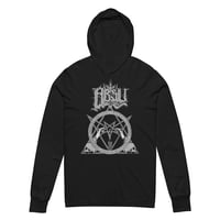 Image 1 of ABSU - NEVER BLOW OUT THE EASTERN CANDLE - HOODED LONG SLEEVE T-SHIRT - BLACK