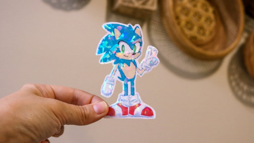 Image of Sonic The Hedgehog Inspired Holographic Waterproof Sticker