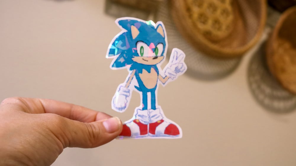 Image of Sonic The Hedgehog Inspired Holographic Waterproof Sticker