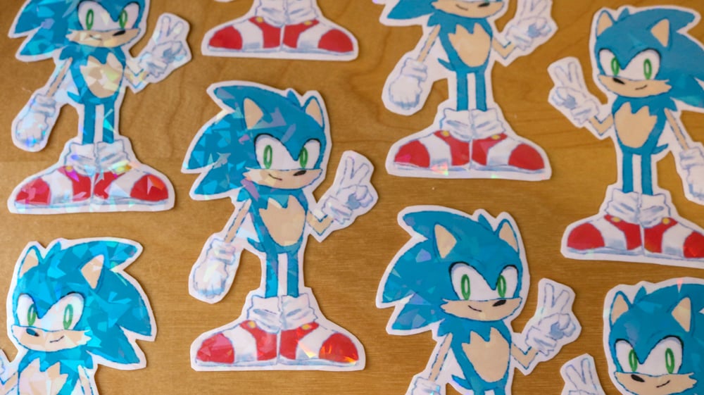 Image of Sonic The Hedgehog Inspired Holographic Waterproof Sticker