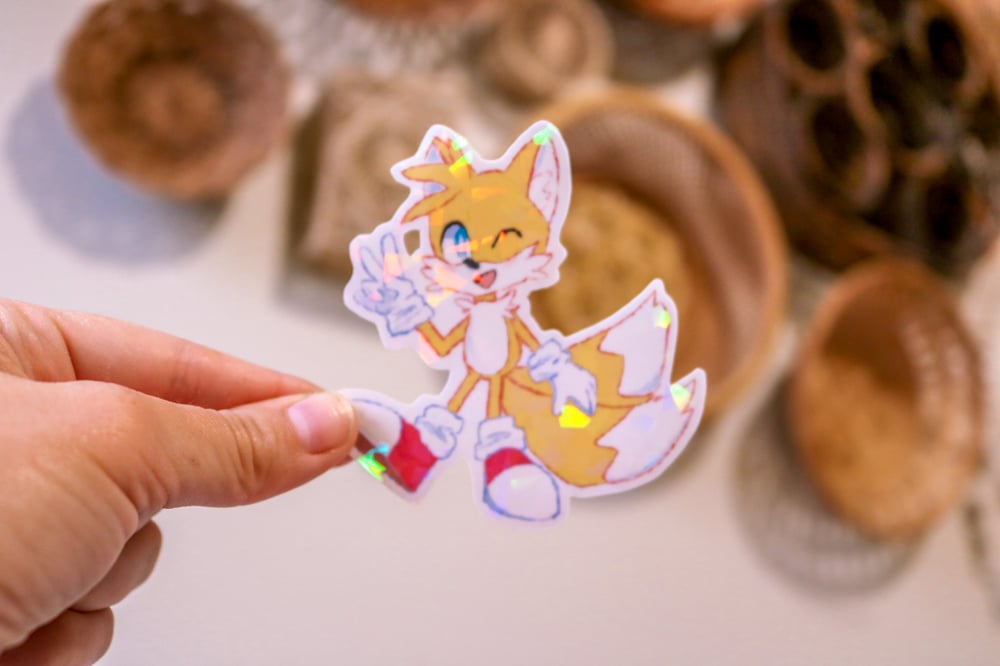 Image of Tails Inspired Holographic Waterproof Sticker