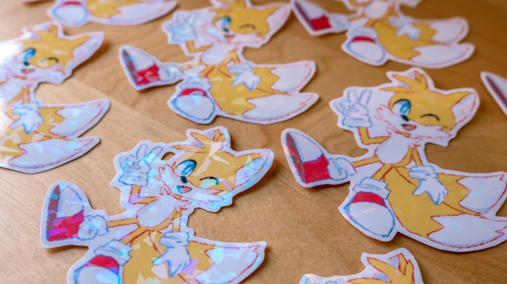 Image of Tails Inspired Holographic Waterproof Sticker