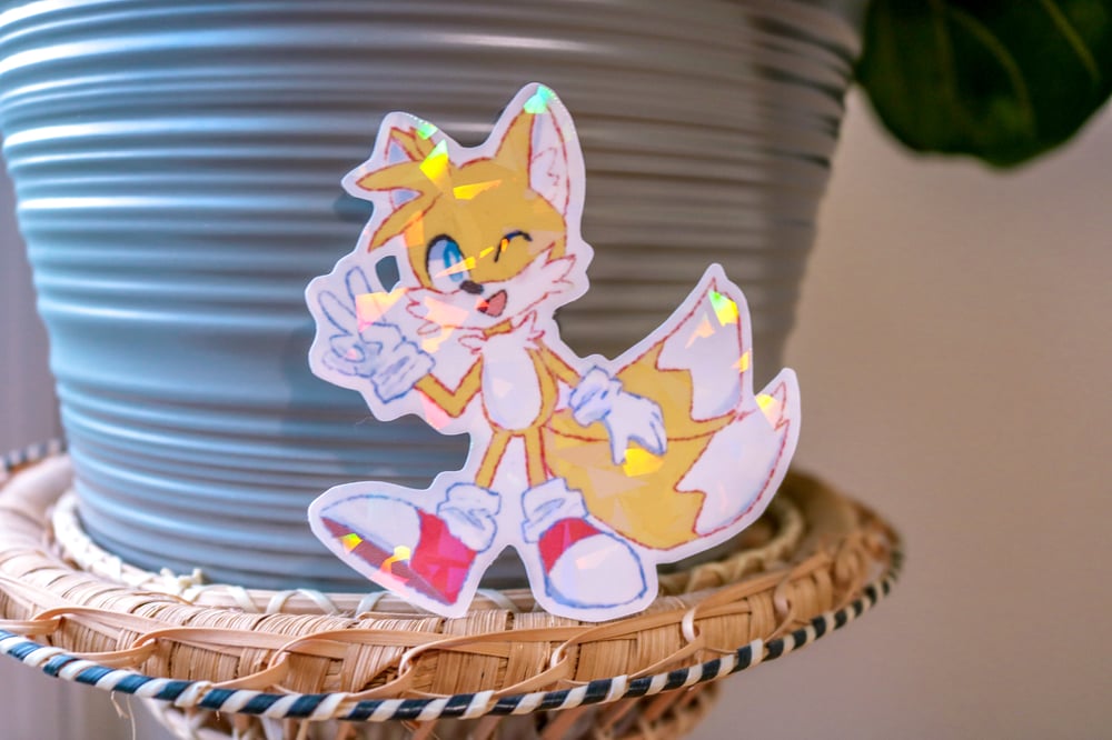 Image of Tails Inspired Holographic Waterproof Sticker